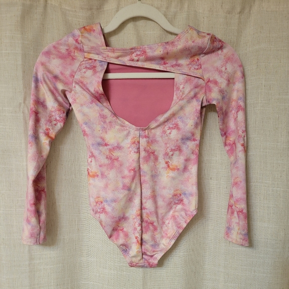 Cat & Jack Pink Tie-Dye Long Sleeve Leotard - Picture 2 of 3